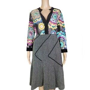 Lena Gabrielle Women's Vintage Midi Skirt Flare Stretch Knee Length Gray Size 14